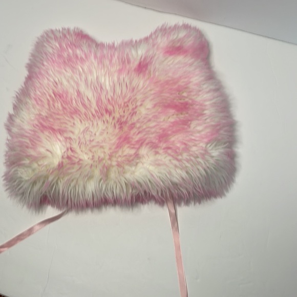 FuzzCuzz pink & white youth faux fur hat - Picture 2 of 5